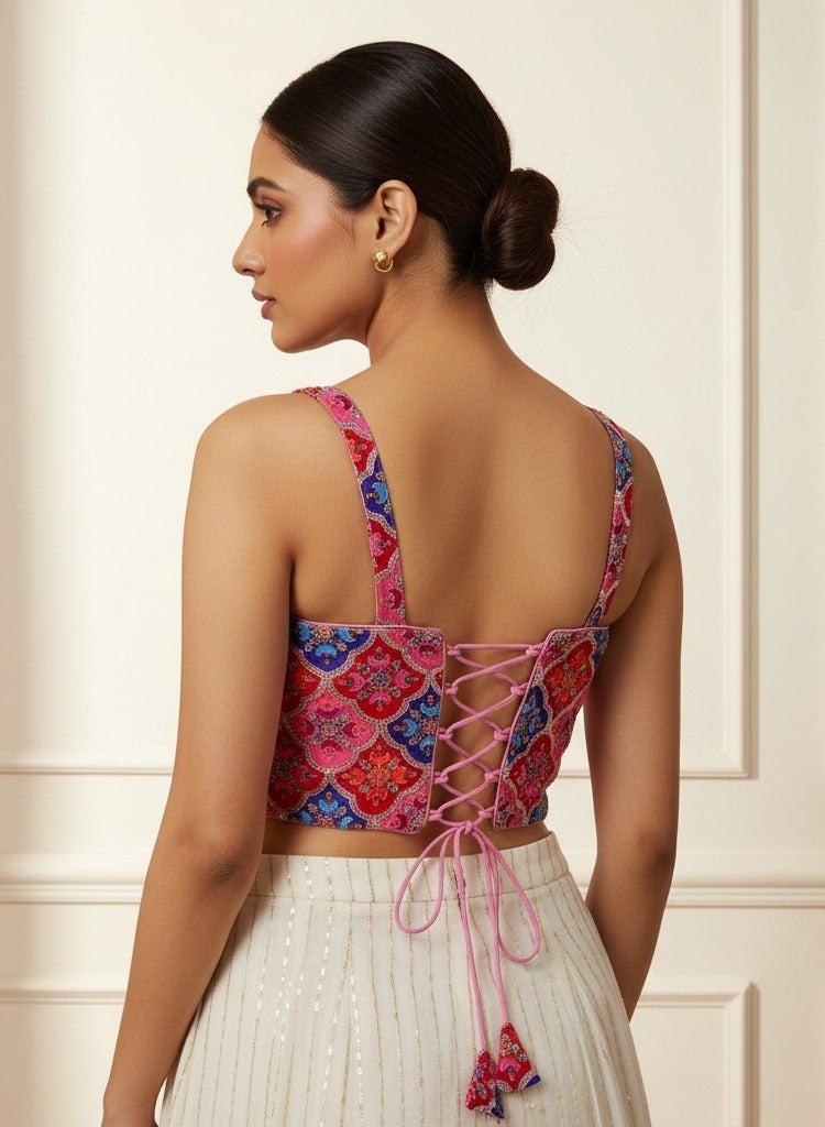 Swadesh Souq بلوزة مصممة باللون الوردي الناعم من سوا ديش سوق مع مقاس قابل للتعديل (32–42) - Image 2